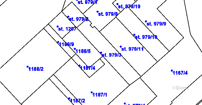 Parcela st. 979/3 v KÚ Náchod, Katastrální mapa