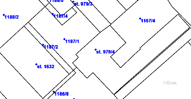 Parcela st. 979/4 v KÚ Náchod, Katastrální mapa