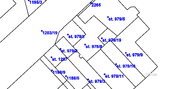 Parcela st. 979/8 v KÚ Náchod, Katastrální mapa