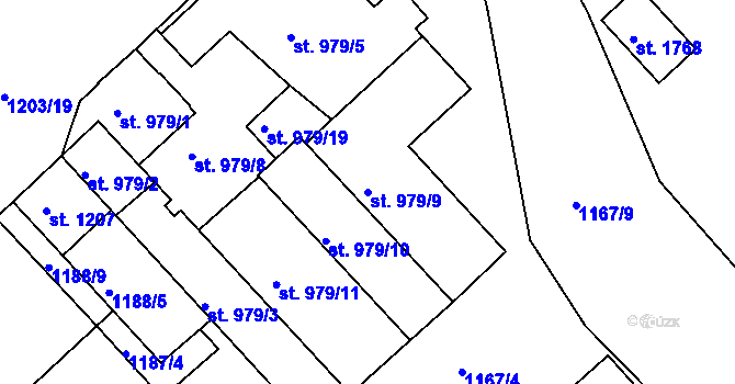Parcela st. 979/9 v KÚ Náchod, Katastrální mapa