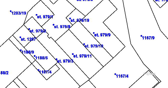 Parcela st. 979/10 v KÚ Náchod, Katastrální mapa
