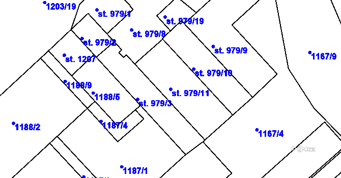 Parcela st. 979/11 v KÚ Náchod, Katastrální mapa