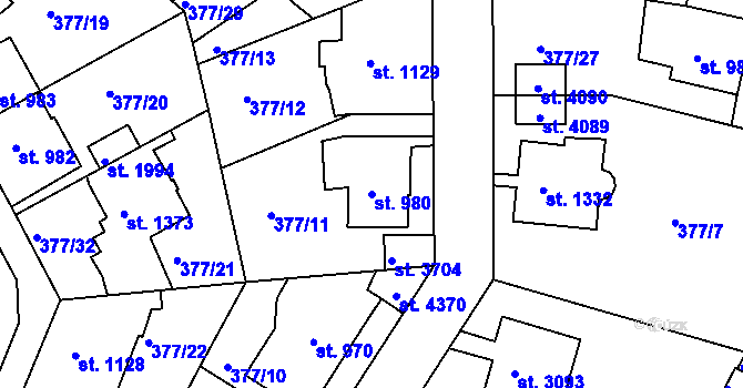 Parcela st. 980 v KÚ Náchod, Katastrální mapa