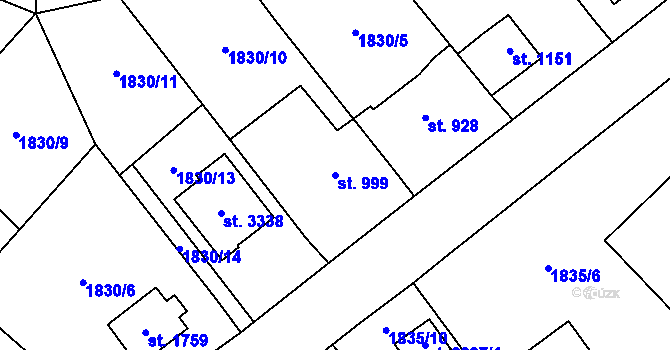 Parcela st. 999 v KÚ Náchod, Katastrální mapa