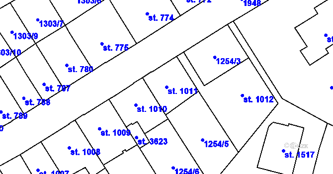 Parcela st. 1011 v KÚ Náchod, Katastrální mapa