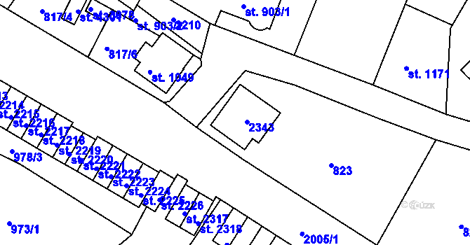 Parcela st. 1048 v KÚ Náchod, Katastrální mapa