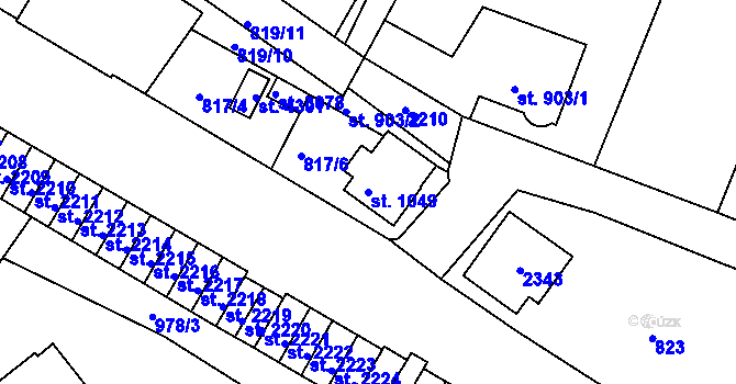 Parcela st. 1049 v KÚ Náchod, Katastrální mapa