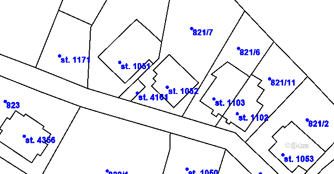 Parcela st. 1052 v KÚ Náchod, Katastrální mapa