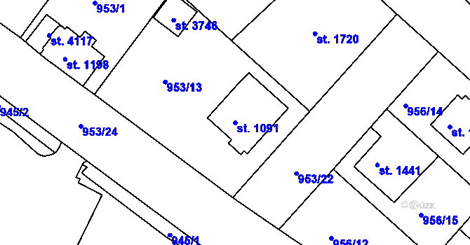 Parcela st. 1091 v KÚ Náchod, Katastrální mapa
