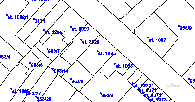 Parcela st. 1095 v KÚ Náchod, Katastrální mapa