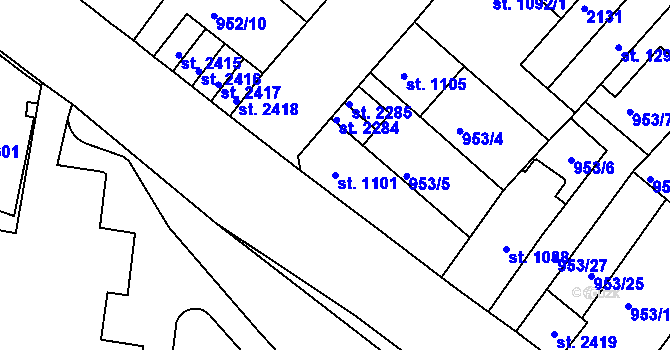 Parcela st. 1101 v KÚ Náchod, Katastrální mapa