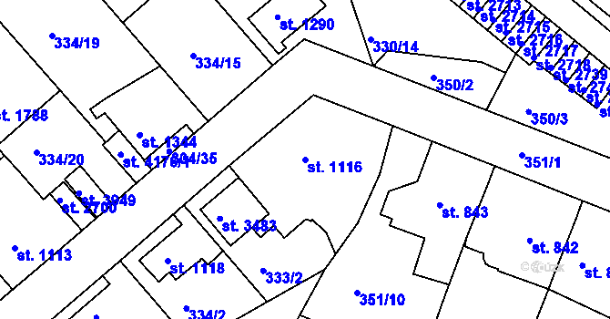 Parcela st. 1116 v KÚ Náchod, Katastrální mapa