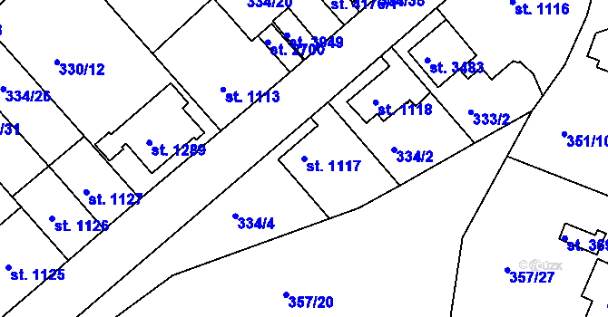 Parcela st. 1117 v KÚ Náchod, Katastrální mapa
