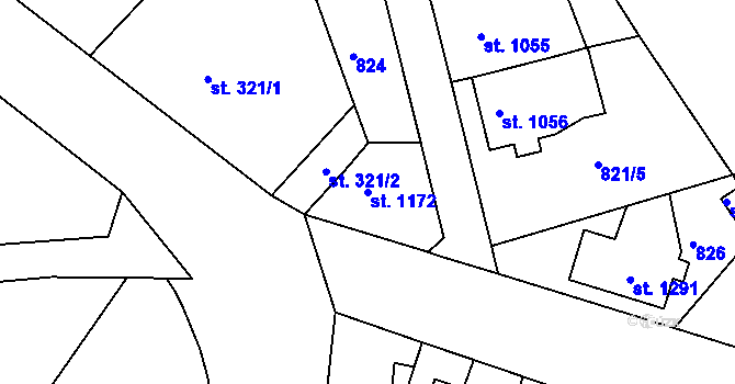 Parcela st. 1172 v KÚ Náchod, Katastrální mapa