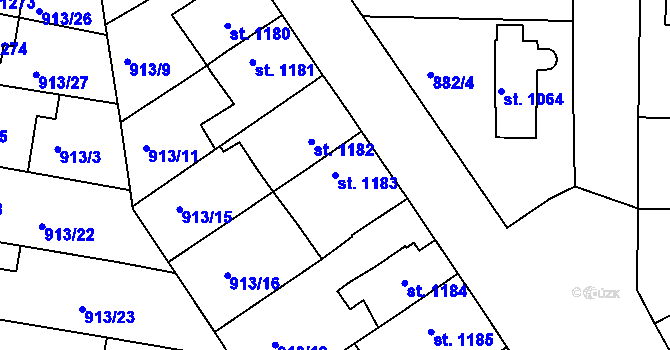 Parcela st. 1183 v KÚ Náchod, Katastrální mapa