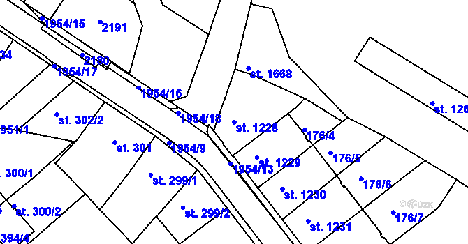 Parcela st. 1228 v KÚ Náchod, Katastrální mapa