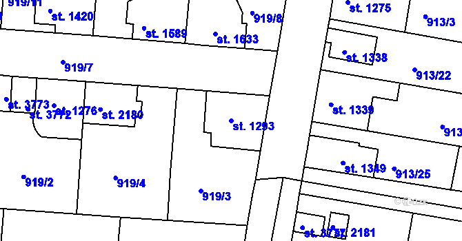 Parcela st. 1293 v KÚ Náchod, Katastrální mapa