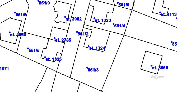 Parcela st. 1324 v KÚ Náchod, Katastrální mapa