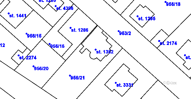 Parcela st. 1352 v KÚ Náchod, Katastrální mapa