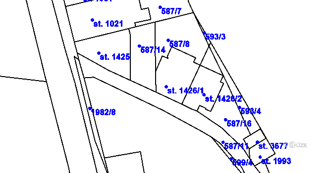 Parcela st. 1426/1 v KÚ Náchod, Katastrální mapa
