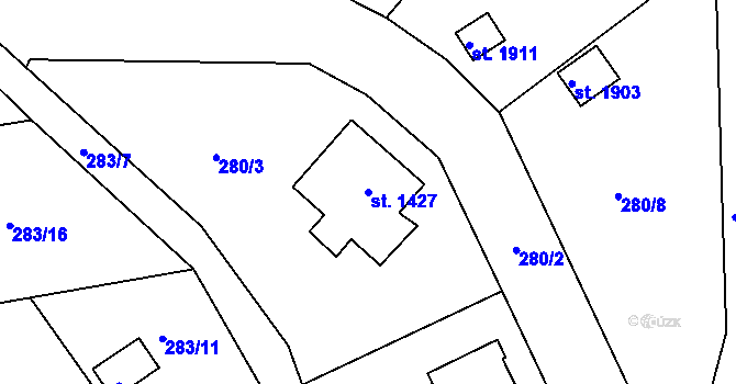 Parcela st. 1427 v KÚ Náchod, Katastrální mapa