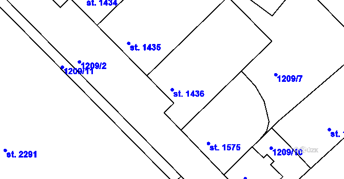 Parcela st. 1436 v KÚ Náchod, Katastrální mapa