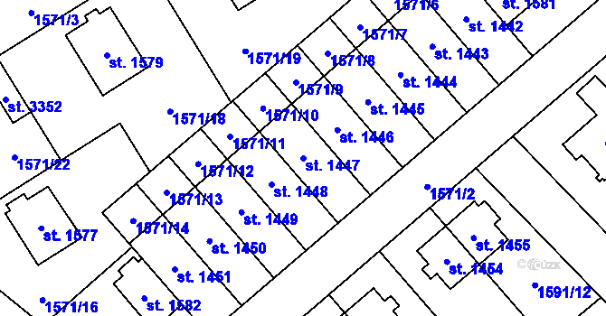 Parcela st. 1447 v KÚ Náchod, Katastrální mapa