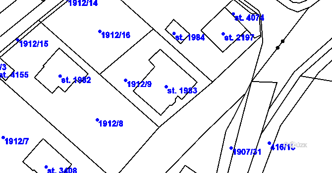 Parcela st. 1983 v KÚ Náchod, Katastrální mapa