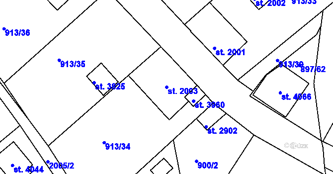 Parcela st. 2003 v KÚ Náchod, Katastrální mapa