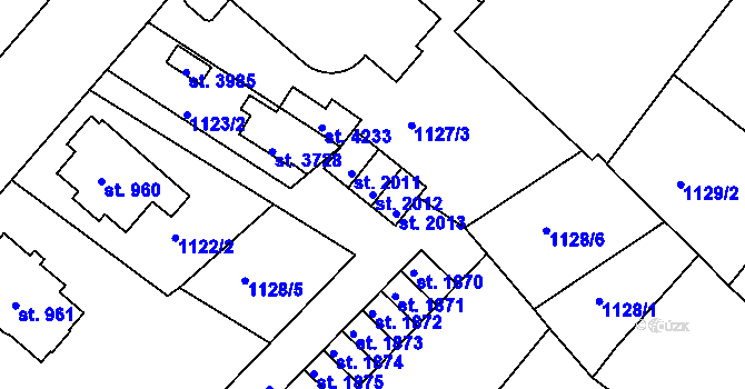 Parcela st. 2012 v KÚ Náchod, Katastrální mapa