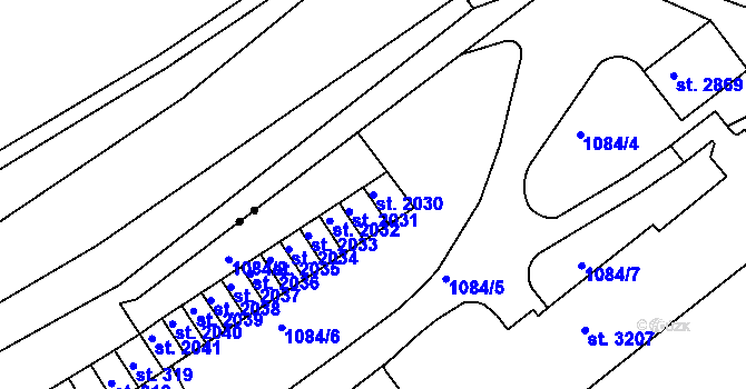 Parcela st. 2030 v KÚ Náchod, Katastrální mapa