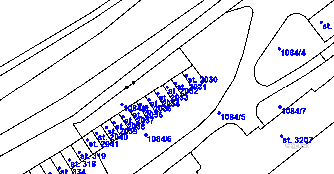 Parcela st. 2032 v KÚ Náchod, Katastrální mapa