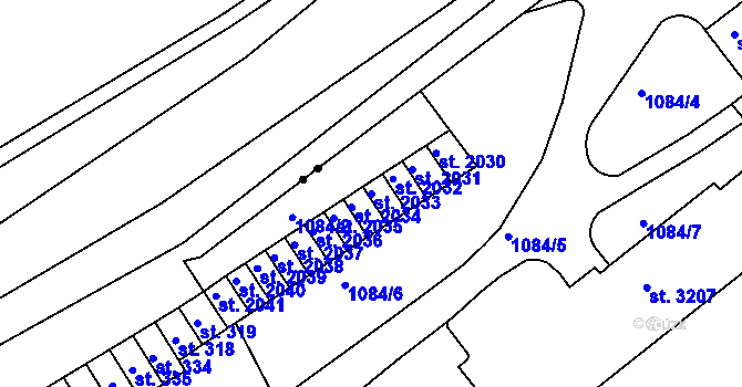 Parcela st. 2033 v KÚ Náchod, Katastrální mapa