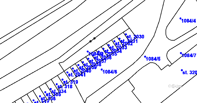 Parcela st. 2035 v KÚ Náchod, Katastrální mapa