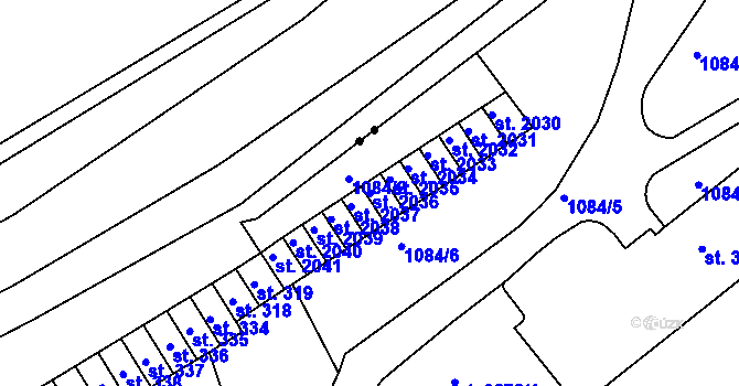 Parcela st. 2036 v KÚ Náchod, Katastrální mapa