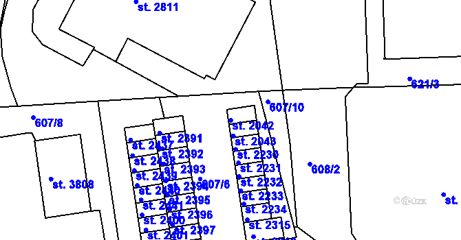 Parcela st. 2042 v KÚ Náchod, Katastrální mapa