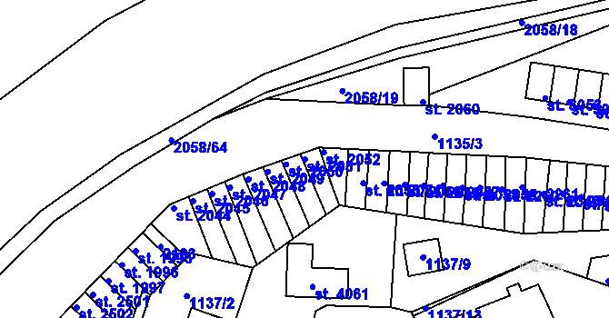 Parcela st. 2051 v KÚ Náchod, Katastrální mapa