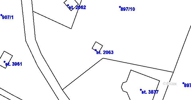 Parcela st. 2063 v KÚ Náchod, Katastrální mapa