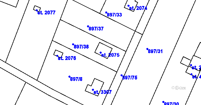 Parcela st. 2075 v KÚ Náchod, Katastrální mapa