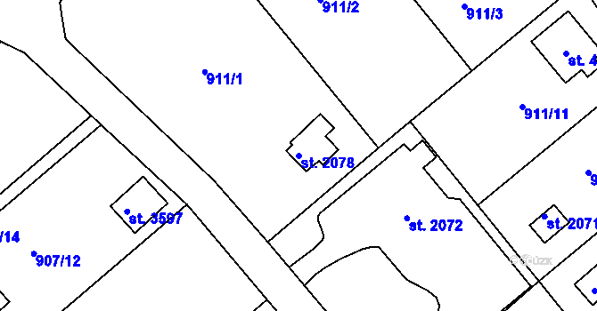 Parcela st. 2078 v KÚ Náchod, Katastrální mapa
