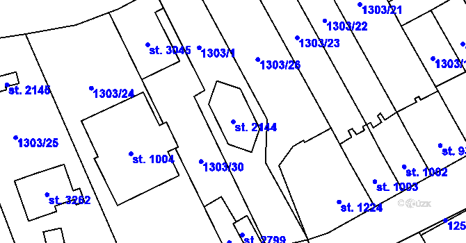 Parcela st. 2144 v KÚ Náchod, Katastrální mapa