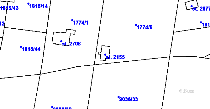 Parcela st. 2155 v KÚ Náchod, Katastrální mapa