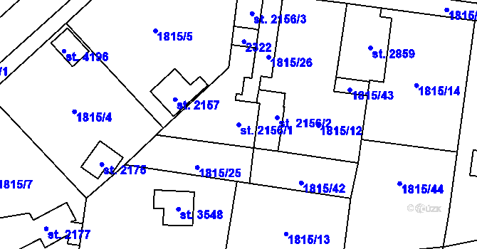 Parcela st. 2156/1 v KÚ Náchod, Katastrální mapa