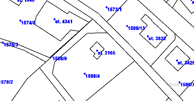 Parcela st. 2165 v KÚ Náchod, Katastrální mapa