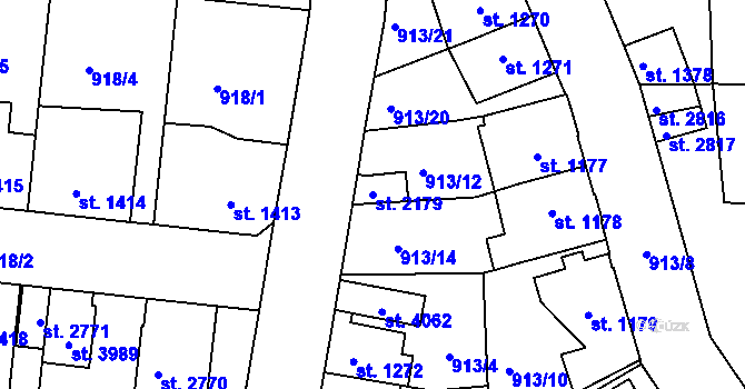 Parcela st. 2179 v KÚ Náchod, Katastrální mapa