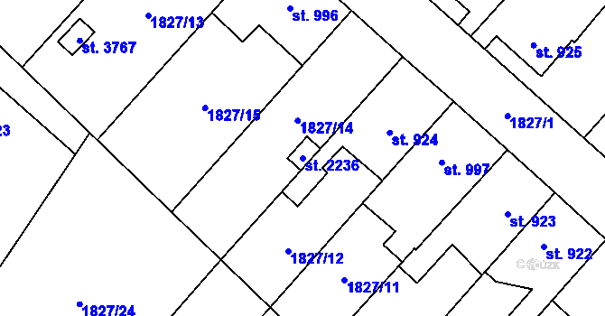 Parcela st. 2236 v KÚ Náchod, Katastrální mapa