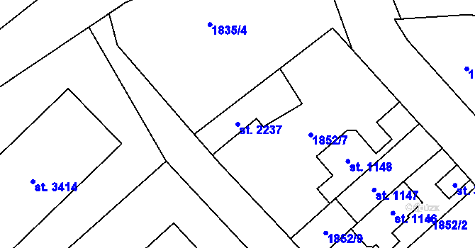 Parcela st. 2237 v KÚ Náchod, Katastrální mapa