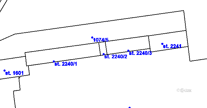 Parcela st. 2240/2 v KÚ Náchod, Katastrální mapa