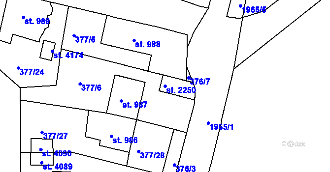 Parcela st. 2250 v KÚ Náchod, Katastrální mapa