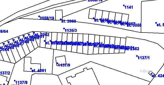 Parcela st. 2260 v KÚ Náchod, Katastrální mapa
